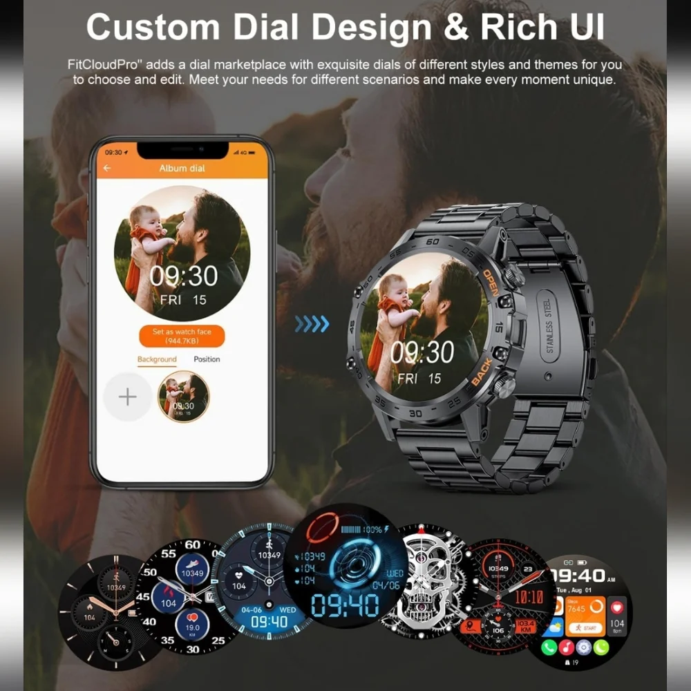 Rugged Military Standard Smartwatch - Black - Picture 3 of 13
